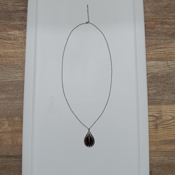 Paparazzi Long Necklace Brown and Silver New - Picture 4 of 12